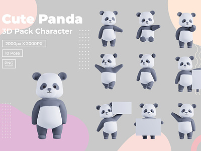3D Pack Cute Animal Panda