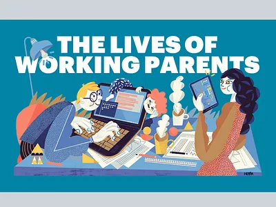 Quartz at Work branding character design color combination editoral guide illo illustrated illustration illustrator interface magazine quartz user experience web illustration work working parents