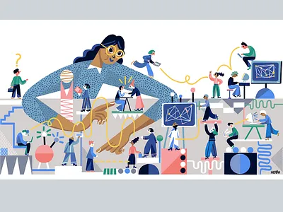 Network Perspective branding careering character design color combination design editoral employee employer illo illustrated illustration illustrator interface network network perspective user experience web illustration work