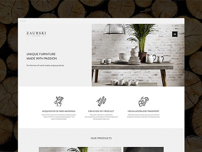 Webdesign for Zaurski – Woodworks 🌳 carpenter clean furniture icon icons minimalist minimalistic webdesign website wood zaurski