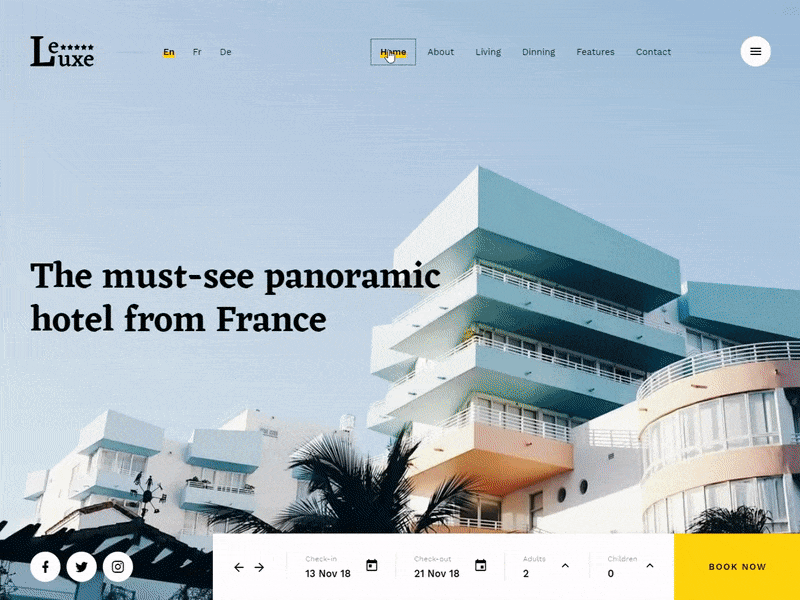 LeLuxe - Hotel Concept animation booking hotel hotel booking photography website wordpress