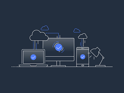 Cloud Desktop Service amazon aws cloud desk illustration line navy simple vdi