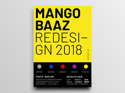 Brand Identity Poster barlow branding mangobaaz poster poster a day rebranding red redesign typeface typography yellow