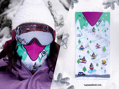 Birdies Nerdies Birdana "Snowie" Design bandana character design design graphic design illustration outdoor product product design slopes snow day vector art winter is coming winter sports