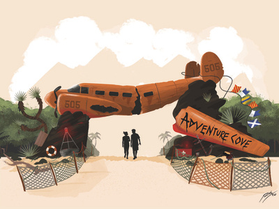 Adventure Cove adventure beach illustration plane theme parks