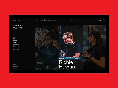 Artists black design minimal music team typography ui ux web website