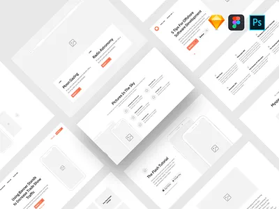 Sections Wireframe Kit figma flow photshop prototype sketch uikit web web design website wireframe