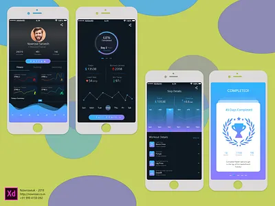 Fitness App adobe xd app branding chart clean dasboard design fitness fitness sport flat flight app graph health icon illustration logo profile typography ux vector