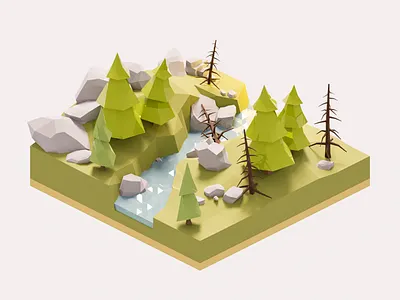 Forest Diorama 3d blender design diorama forest illustration isometric land lowpoly model render