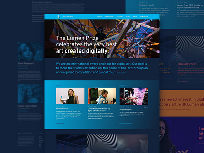 Lumen Prize • Homepage art blue clean colorful homepage layout london lumen prize ui ux web webdesign