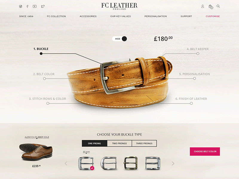 Bespoke Belt Customiser app creative graphic design ui ux design web design