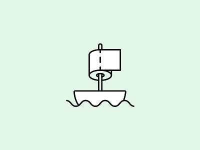 Free Shipping boat branding design icon illustration sail ship shipping toilet paper vector waves