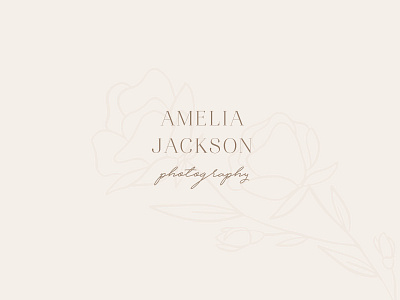 Amelia Jackson Pre-Made Brand branding design earthy floral icon illustration logo photographer portrait photographer script serif swoone wedding photographer