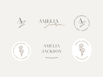 Amelia Pre-Made Brand branding design earthy floral icon illustration logo photographer portrait photographer san serif serif swoone typography watermark wedding photographer