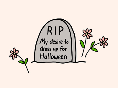 Inktober Day 25 costume flowers grave halloween headstone illustration inktober photoshop rip simple