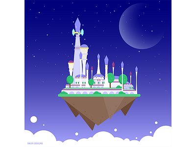 Dalaran blizzard games cloud dalaran fantasy art flatdesign floating city illustration kadgar legion vector art violet violet city world of warcraft