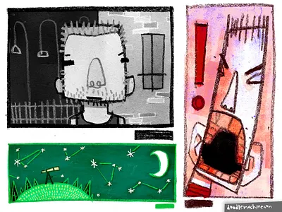 Dusty Doodles angry art cartoon character city conte crayon criminal drawing illustration jail mad night rage screaming sketch sketchbook sky stargazing thug