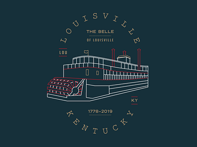 Belle of Louisville Badge badge boat brand branding identity illustration kentucky kentucky derby line art line illustration logo louisville southern typography