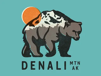 Denali Mountain alaska bear illustration mountain nationalparks outdoors tshirt wildlife