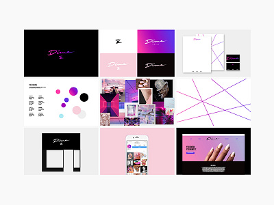 Dime Nails Branding 80s brand and identity branding branding design edgy gradient handwritten logo logo logo design nail salon retro