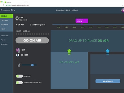 Indie Broadcaster Radio Dashboard - Go Live Idle Off Air State dashboard ui design sketch app ui ux web