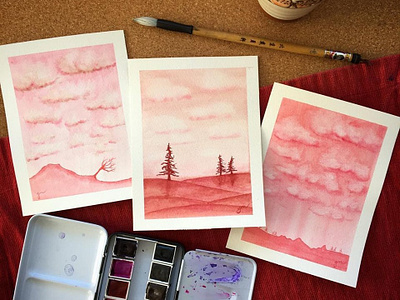 Breathe, In Vermillion art landcape water colour watercolor watercolor backgrounds