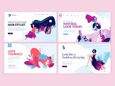 Set of web page design templates for beauty and nature abstract banner beauty cosmetics flat health care icon illustration interface layout logo nature people spa template vector web website wellness woman