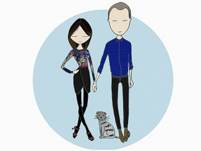 Couple boy cat character couple family girl illustration love people person photoshop relationship romantic self portrait