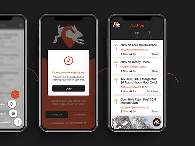 Jackhop - Post events in your area app design mobile app ui uiux ux
