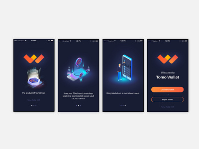 Project Tomochain block chain design mobile app onboarding onboarding screen onboarding ui payment payment app ui ux wallet wallet app