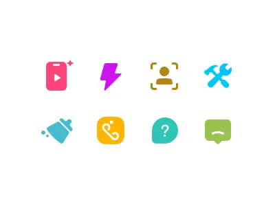 icon set for Settings clean color cute feedback fix flash help icon question setting video