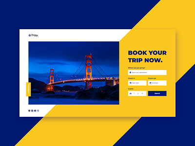 Trip Booking Website UI Concept blue concept interace interaction trip ui ux yellow