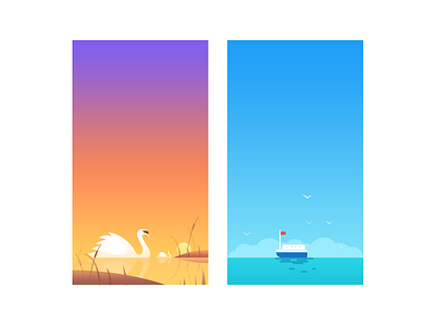 beautiful illustrations art color colorful creative design flat fun illustration ship swan ui vector