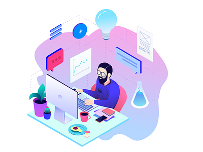 Illustration for uxfol.io designer flat graphic deisgn hipster illustration isometric pastels