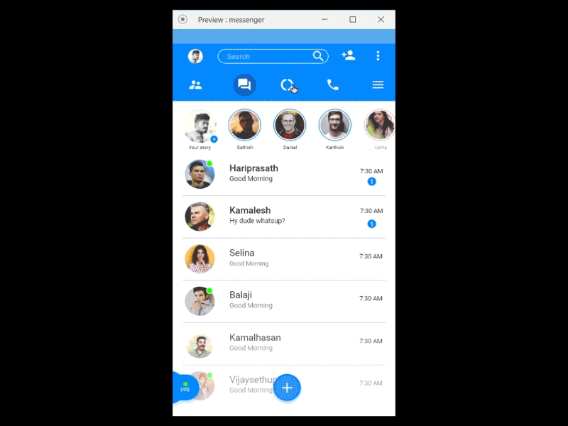 Interaction-(facebook-messenger-Redesign) adobe xd after effect