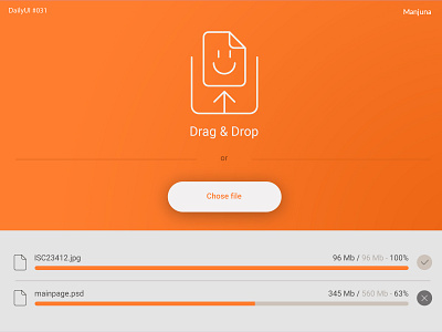 Daily UI #031 - File upload daily ui daily ui 031 dailyui design drag and drop drag drop drag n drop file file manager file sharing file upload flat icons illustration interface orange ui upload ux web