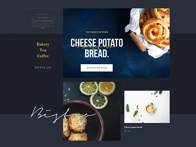 Bakery, coffee and tea - Hero Header banner color concept creative culinary ecommerce food gallery hero header layout minimal restaurant typo ui ux