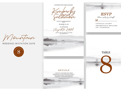 Mountain - Wedding Suite Ac.82 craft cute delicate design floral flower gift cards hand crafted hand drawn invitation invitation invitation card invitation set logo modern romance simple simple invitation wedding wedding card wedding invitation