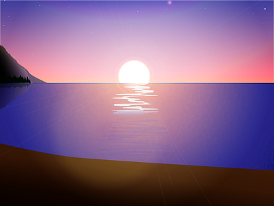 Sunset adobe illustrator illustration landscape mountain sea sun sunset