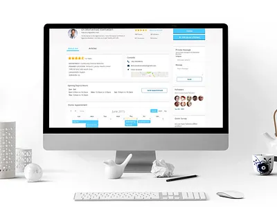 Doctor profile - contact page appointment clinic contact design doctor doctor app doctors resume follow profile schedule ui ux webdesign