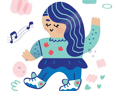 Imaginary daughter art blue blue hair dance dancing daydreaming digital illustration illustrator imaginary photoshop