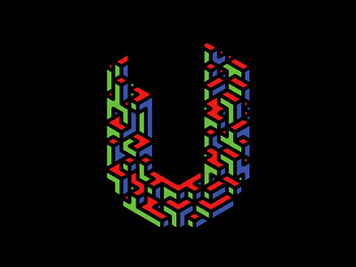 Gilles Deleuze - U as in *Un* (One) concept deleuze element gilles deleuze isometria isometric isometric design isometric illustration letter lettering negative negative space one philosophy poster singularity type type art u universal