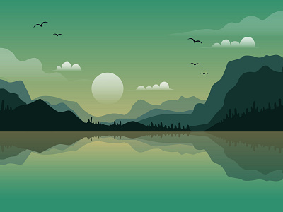 Lanscape illustration creative design depth design flat design flat 3d illustration vector
