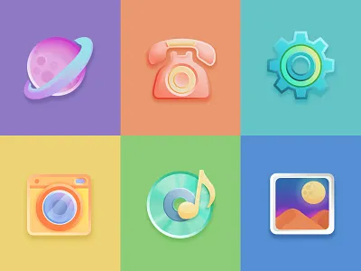 Mobile Icon Theme android blue bright flat design graphic design icon icon series icon set icon style illustration illustrator ios mobile operation system ui yellow