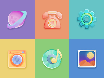 Mobile Icon Theme android blue bright flat design graphic design icon icon series icon set icon style illustration illustrator ios mobile operation system ui yellow