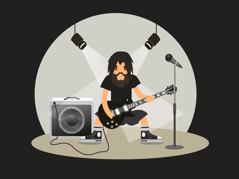 Shred Zeppelin character animation flat flat design guitarist illustation loop metal mograph motion design motion graphics second shot shapes