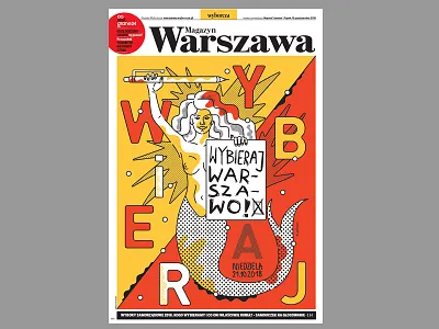 Gazeta Wyborcza Magazine 20.10.2018 andrzej wieteszka cover cover illustration editorial ilustration elections gazeta wyborcza illustration illustrations magazine poster press press illustration vector warsaw warsaw mermaid warszawa wieteszka