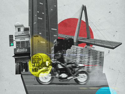 Hanoi Retro style art building cafe racer color drive graphic hanoi manipulation motorbike race racer retro retro design road streets vietnam visual