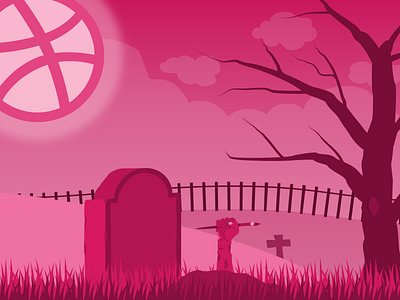 Hello Dribbble debut halloween illustration inkscape