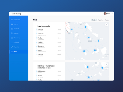 Itinerary Map — Yacht renting service 2d clean dashboad design interface itinerary map minimal route sketch app travel typogaphy typography ui ux web